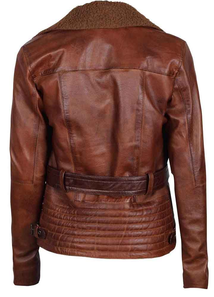 TOMB BROWN SHEARLING COLLAR WOMENS JACKET TOMB BROWN SHEARLING COLLAR WOMENS JACKET